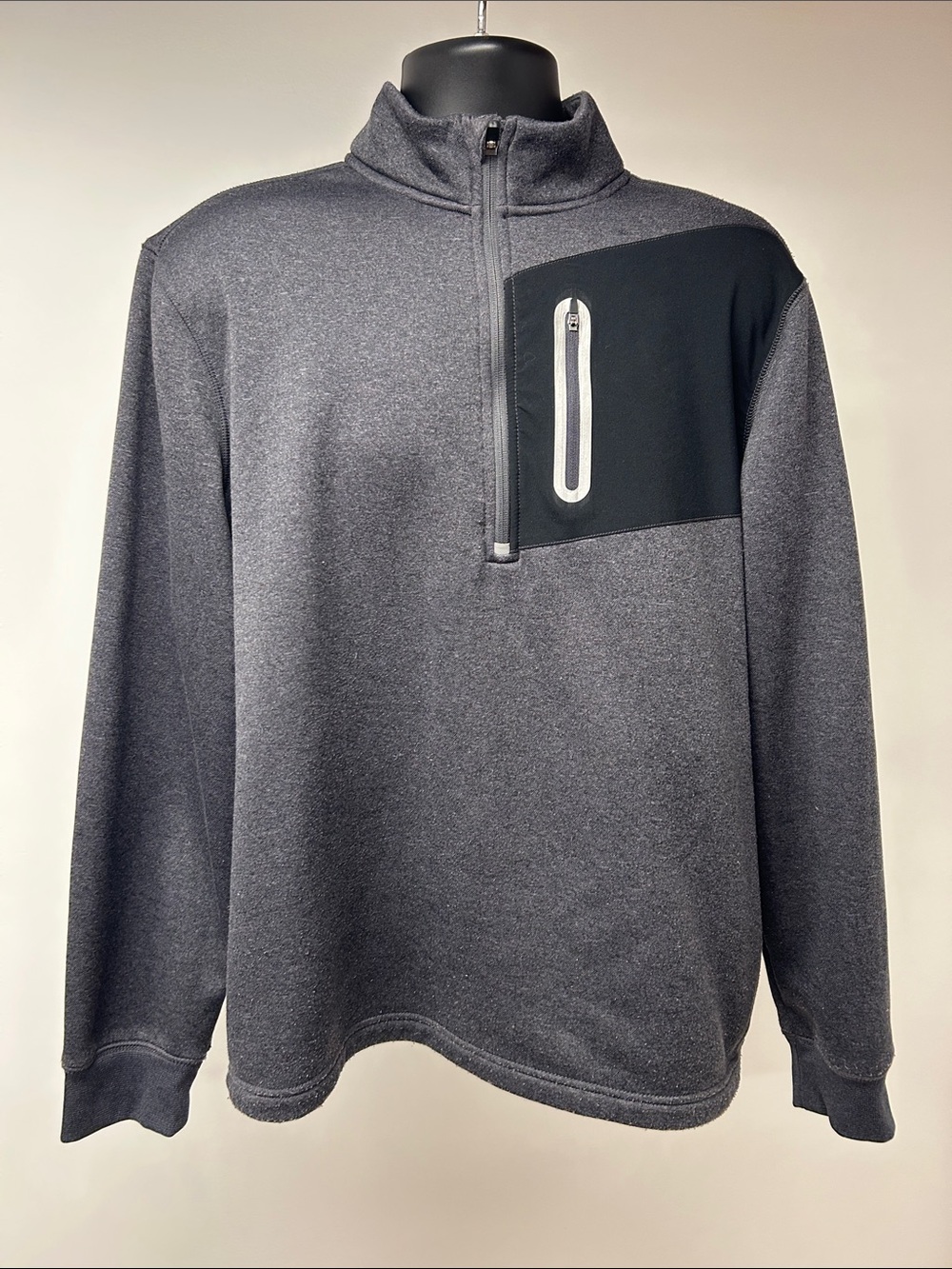 FILA Sport Live In Motion Fleece Quarter Zip Pullover Charcoal Gray Mens Large